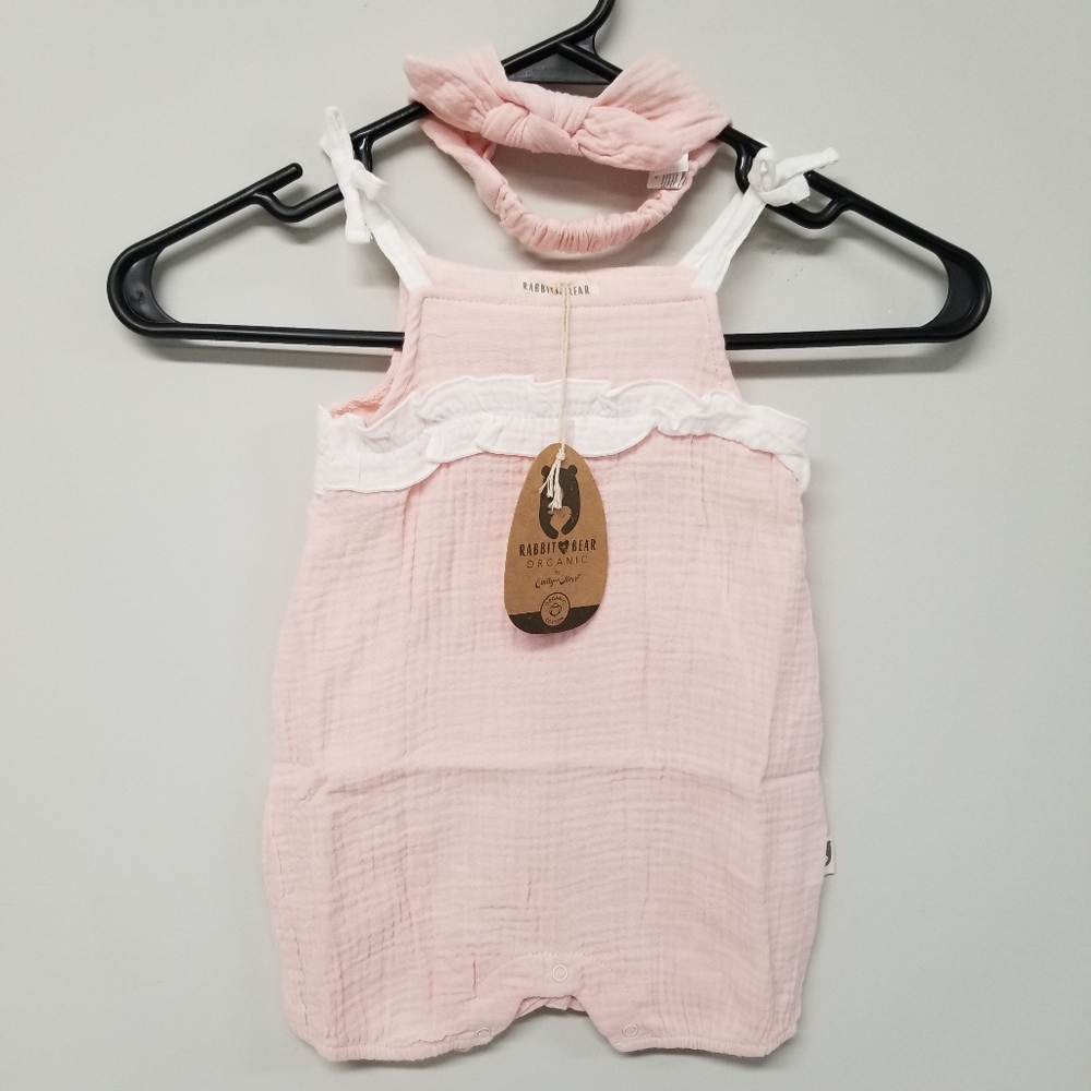 Rabbit + Bear Organic Pink Sleveless Romper